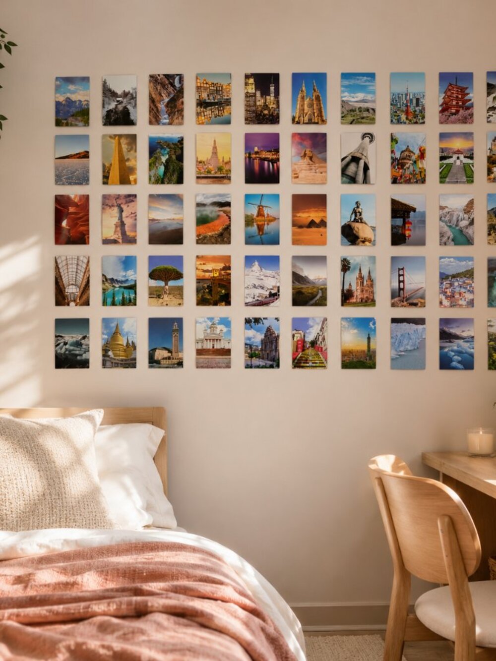 Travel Wall Collage Kit 50 Prints Aesthetic Room Decor 4x6 World Landmarks